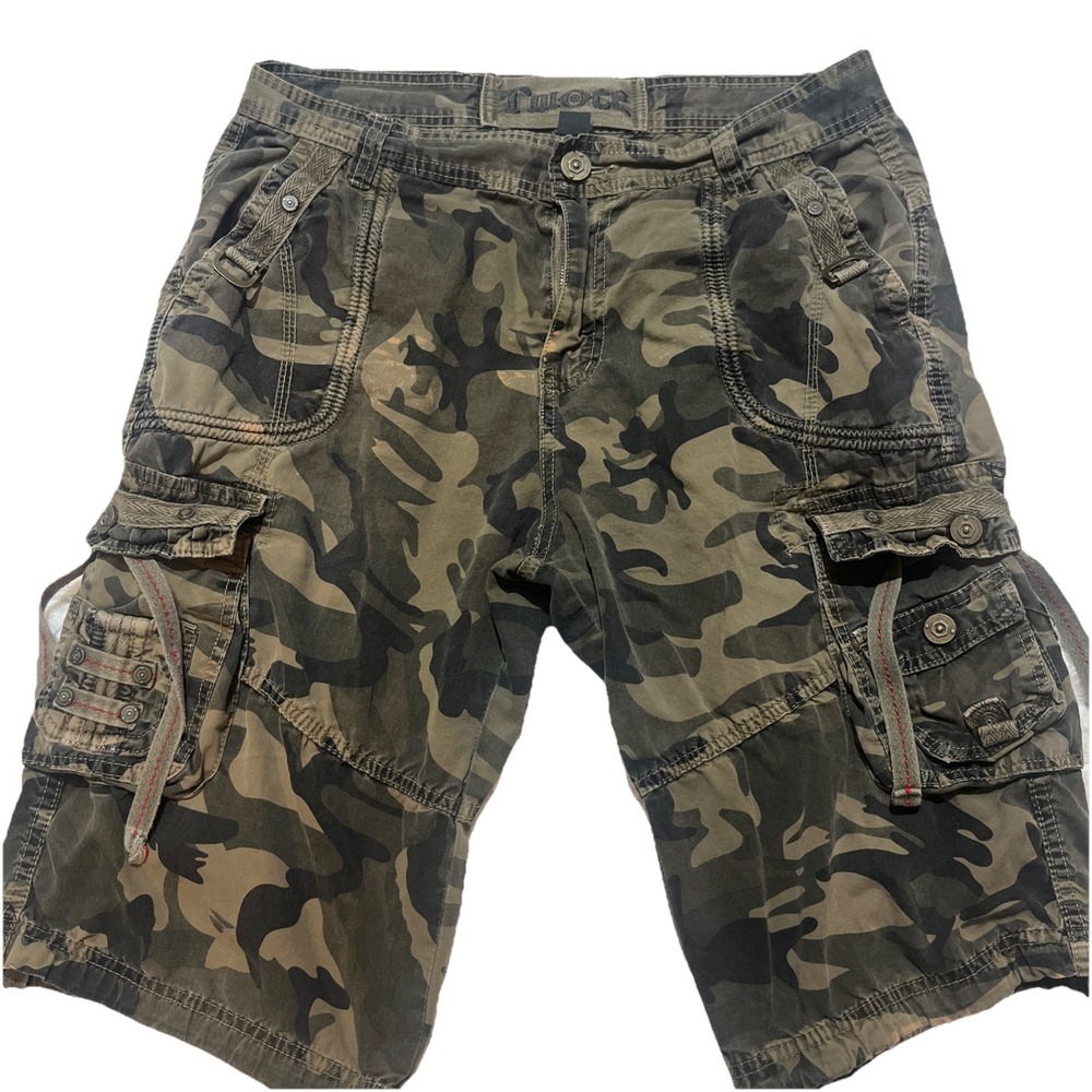 Twice Cargo Shorts Men's 32 Camo Twoce baggy Y2K era multi pocket tactical